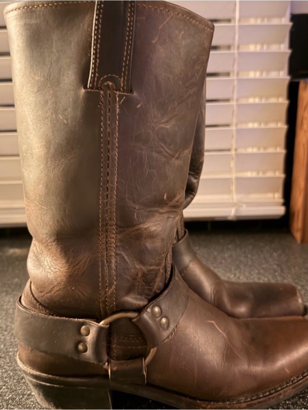 Frye Dark Brown Leather Harness Boots
